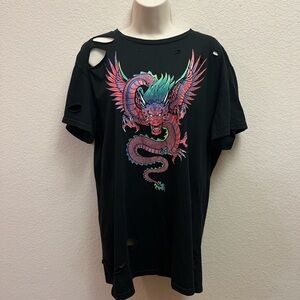 SOLD OUT Current Mood Power Hungry Distressed oversized tee by Dolls Kill in S!